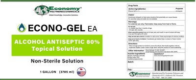3785 ml label - ECONO GEL EA   1 Gal   Ethanol 80